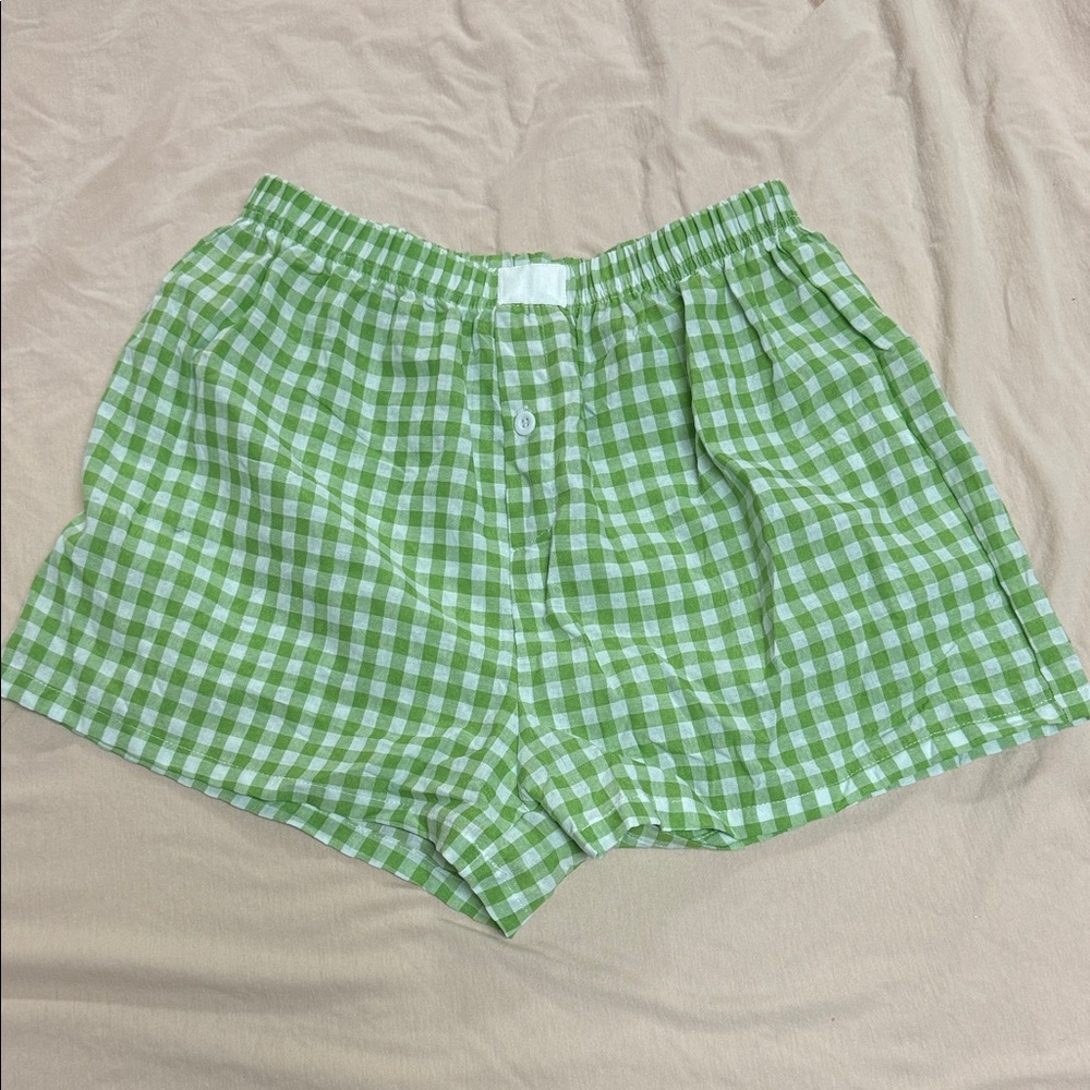 Green Gingham Women's Shorts